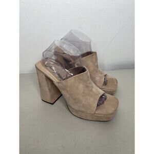 Free People Women's Margo Pearl Sand Mule Block Heel Size 40/9.5